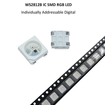 WS2812B светодиодный чип RGB 5050SMD Белая печатная плата WS2812 Индивидуально адресуемый чип Пиксели DC5V 10-1000PCS