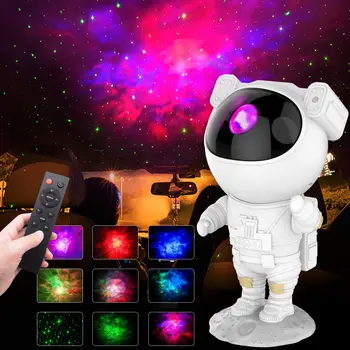 Детский звездный проектор Ночник с дистанционным управлением 360 ° Регулируемый дизайн Астронавт Туманность Галактика Освещение для детей и взрослых