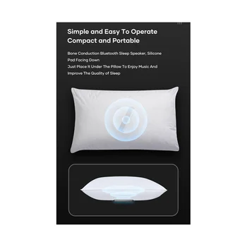  Костная проводимость Bluetooth Музыкальная шкатулка Беспроводной портативный динамик Стерео бас под подушкой Улучшение сна Путешествия (белый)