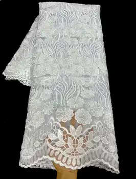  Красивая африканская кружевная ткань с бусинами Вышитая французская сетчатая пряжа Кружево для женских вечерних платьев Свадьбы