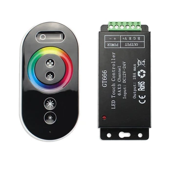 Hot GT666 RGB LED Контроллер светодиодной ленты Беспроводной RF Сенсорный пульт постоянного тока 12 В 24 В 18 А 3 канала Свет Лента Диммер Переключатель