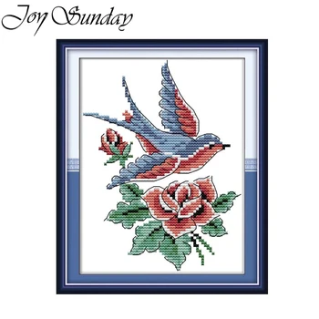 Joy Sunday Sale Bird Cross Вышивка Наборы Aida Print на холсте DMC Animal Patterns DIY Вышивка Набор для рукоделия Домашний декор