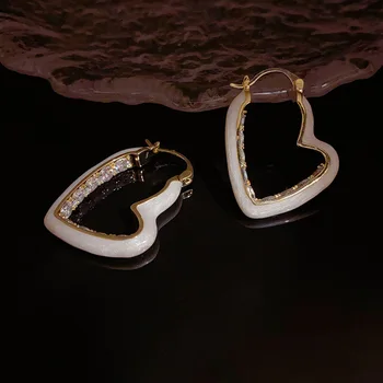  Модные Эмалевые Серьги-Кольца Милые Сердечки В Форме Сердца Earrgins Для Женщин
