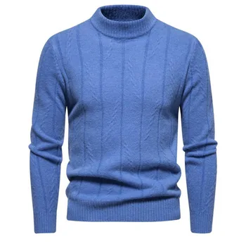 Мужской осенне-зимний свитер Мужской трикотаж с рисунком и длинными рукавами Однотонный полосатый свободный свитер
