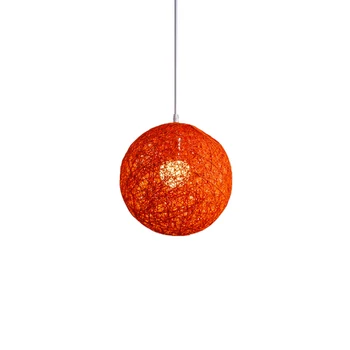Оранжевая люстра из бамбука, ротанга и шара Индивидуальное творчество Сферическое ротанговое гнездо Абажур