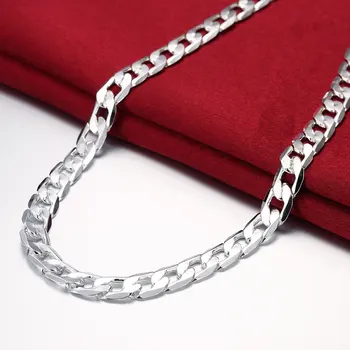 Специальное предложение 925 пробы Ожерелье из стерлингового серебра для мужчин 20/24 дюйма Классическая 8 мм Цепочка Роскошные ювелирные изделия Свадебные рождественские подарки